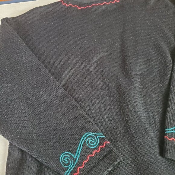 Vintage Hillary Paige‎ Cardigan Sweater Womens Large FlowersV-neck Art to wear - Picture 12 of 15